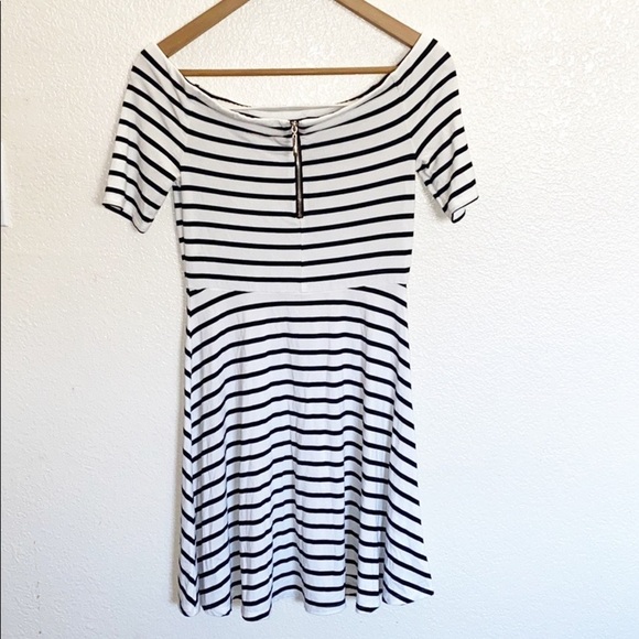 WHBM Striped Skater Off Shoulder Mini Dress - Picture 4 of 11